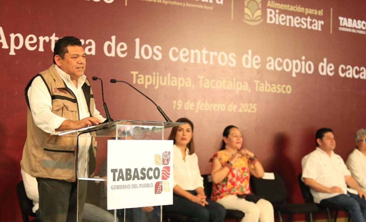 Gobierno del estatal y federación reactivan sector cacaotero, al poner en marcha Centro de Acopio con precios de garantía históricos para productores