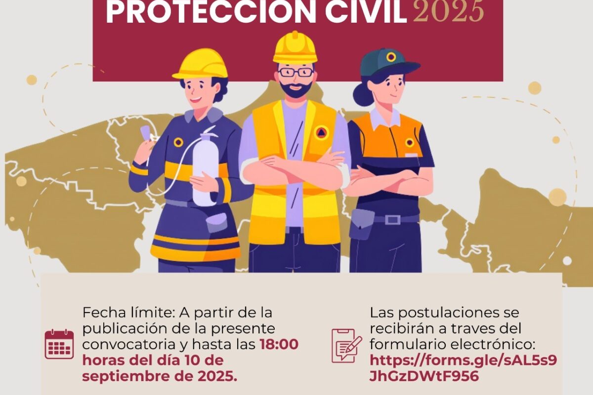 Abren convocatoria para el Premio Estatal de Protección Civil 2025.